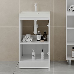 Style Line Тумба с кварцевой раковиной жасмин Батлер 50 белая Люкс антискрейтч Plus – фотография-3